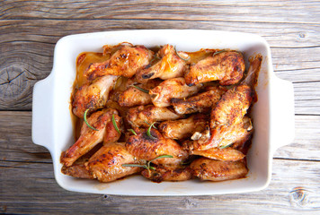 Meat fried chicken wings in the oven