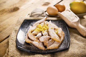 crostoli dish, typical Italian sweet carnival