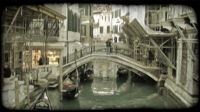 Venice Canal 1. Vintage stylized video clip.