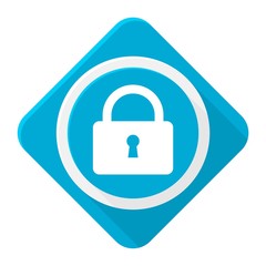 Blue icon lock with long shadow