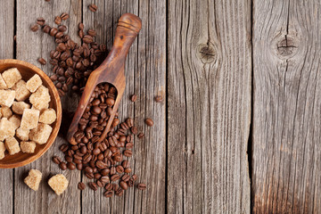 Coffee beans and brown sugar