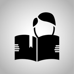 Student reading a book icon