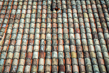 Close up in tiled roof in Dubrovnik, Croatia