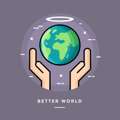 Better world, flat design thin line banner, usage for e-mail newsletters, web banners, headers, blog posts, print and more