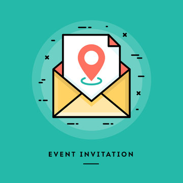Event invitation, flat design thin line banner, usage for e-mail newsletters, web banners, headers, blog posts, print and more