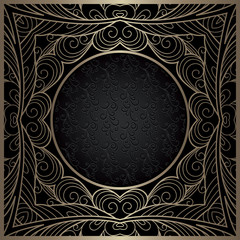 Vintage gold lace frame with round hole