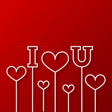 I love you with hearts around. Valentines day vector illustration.