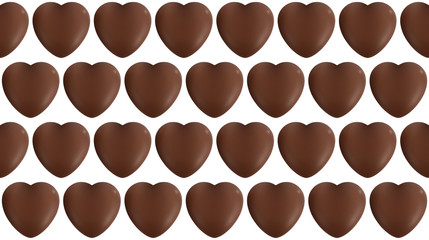 hearts chocolate pattern on white background