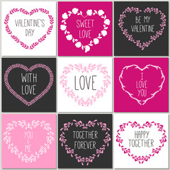 Collection of 8 cards of love design. Valentine's day Posters se