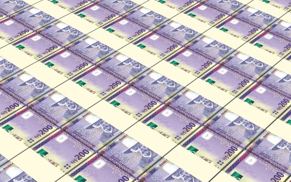 Namibian dollars bills stacks background. Computer generated 3D photo rendering.