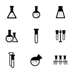 Vector black chemistry icon set. Chemistry  Icon Object, Chemistry Icon Picture, Chemistry Icon Image - stock vector