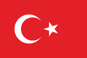 Real Turkish national flag with correct proportions and color scheme - Eps 10 vector and illustration