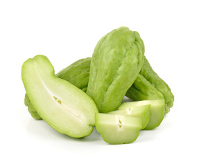 Chayote on white background