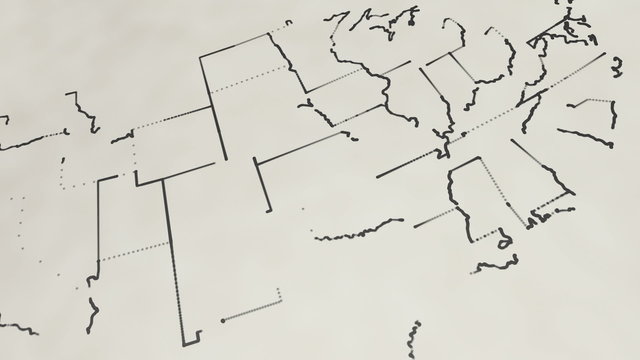 Pencil sketch of the United States map (Animation)