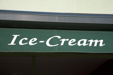 Ice Cream Sign on Green Background
