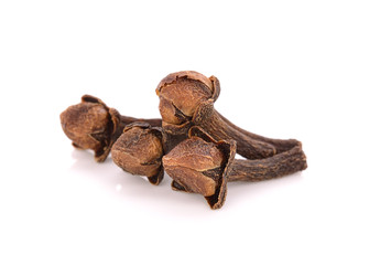 dry cloves on white background