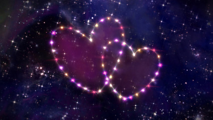 pink hearts star in space