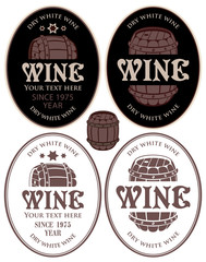 set of vector labels for wine barrel