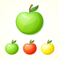 Set of different colors apples vector illustration