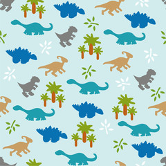 Seamless pattern with dinosaurs. © NataliaL