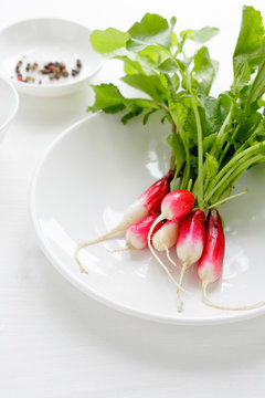 young radish on plate