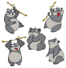 illustration of a set of cute cartoon pandas