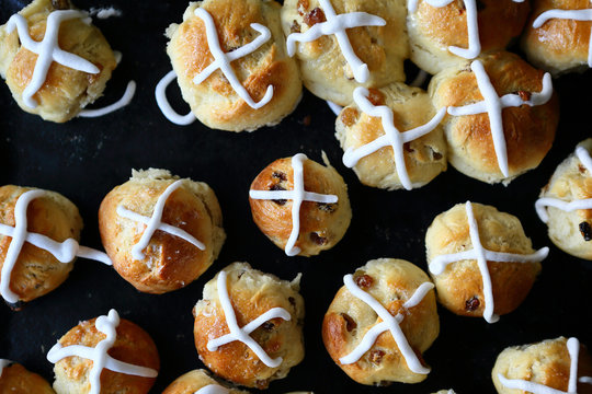 Easter Hot Cross Buns On Black