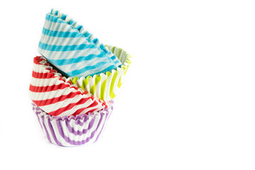 Cupcake liners on white background.