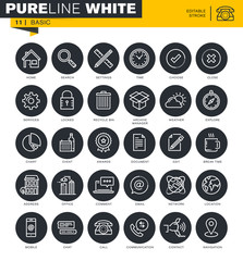 Set of universal thin line icons. Icons for website and mobile website and apps with editable stroke. 