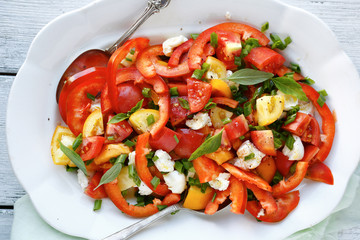 summer salad with paprika and tomatoes