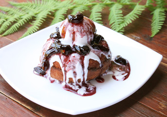 Donuts with jam and cream