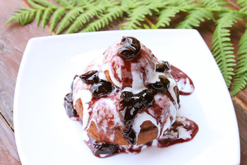 Donuts with jam and cream