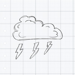 Simple doodle of a cloud with lightning