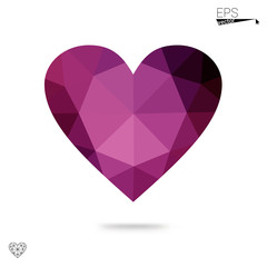 Naklejka na ściany i meble Purple heart isolated on white background.