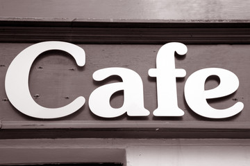 Cafe Sign outside Coffee Shop