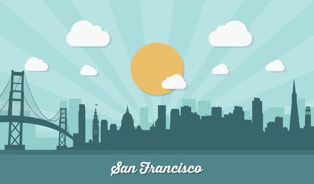 San Francisco skyline - flat design