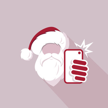 Santa Claus taking selfie with his phone - template