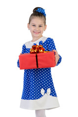 little girl with a gift in their hands