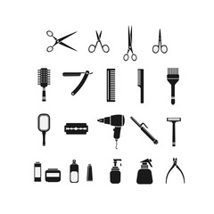 Obraz premium comb scissors set black icon