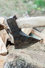 Diamond wood with an ax