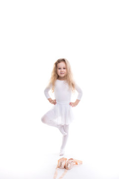 Little ballerina girl in tutu.