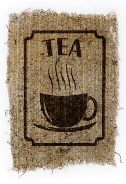 part of the old canvas with the words "Tea"
