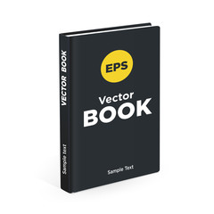 Realistic black book on the white background. Realistic book mockups.