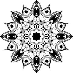 mandala, zentangle inspired illustration, black and white