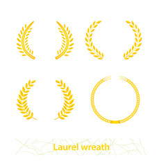 Gold laurel wreaths. Vector elements. It can be used in the design for websites, infographic, catalogs, brochures, magazines, etc.