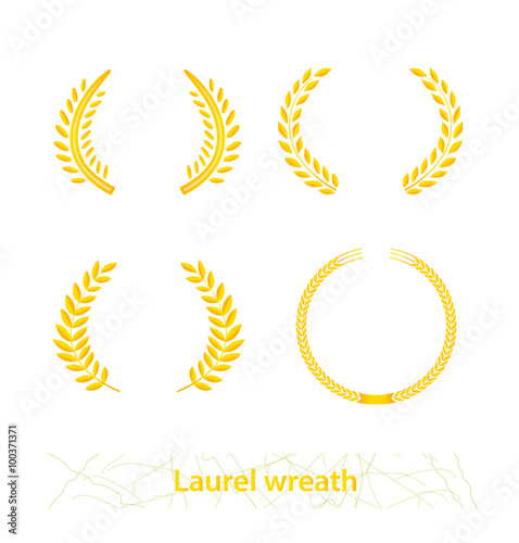 "Gold laurel wreaths. Vector elements. It can be used in the design for