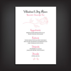 Valentine party invitation restaurant. Food flyer.