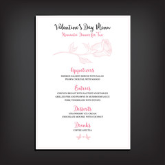 Fototapeta premium Valentine party invitation restaurant. Food flyer.