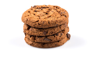 Chocolate chip cookies isolated on white