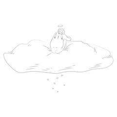 St Valentine sitting on the cloud
